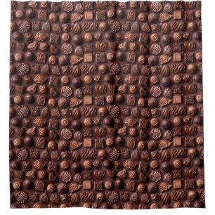 Cortina De Ducha Patrón de chocolate dulce único divertido marrón