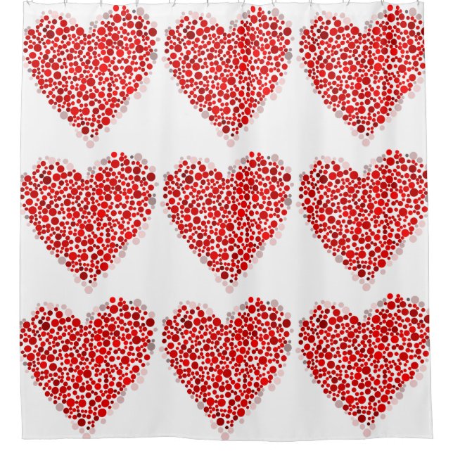 Cortina De Ducha Patrón de corazón de punto de polka (Anverso)