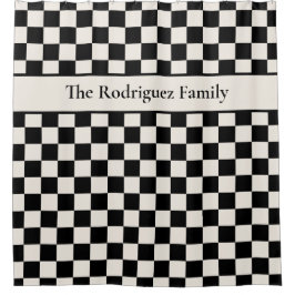 Cortina De Ducha Patrón de crema negra audaz con nombre