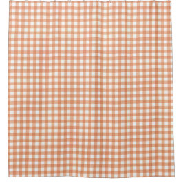 Cortina De Ducha Patrón de Cuadrícula Gingham de Otoño Naranja