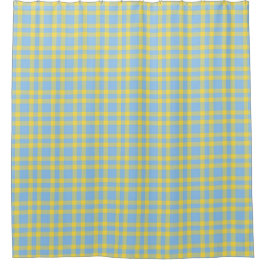 Cortina De Ducha Patrón de cuadros azul amarillo