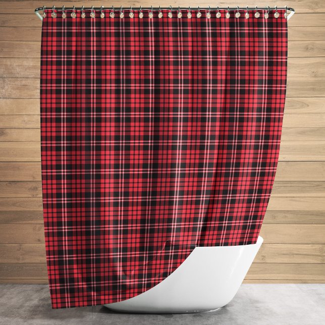 Cortina De Ducha Patrón de Cuadros Escoceses Rojo Rústico (Rustic Red Tartan Plaid Pattern Shower Curtain)