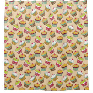 Cortina De Ducha Patrón de Cupcakes