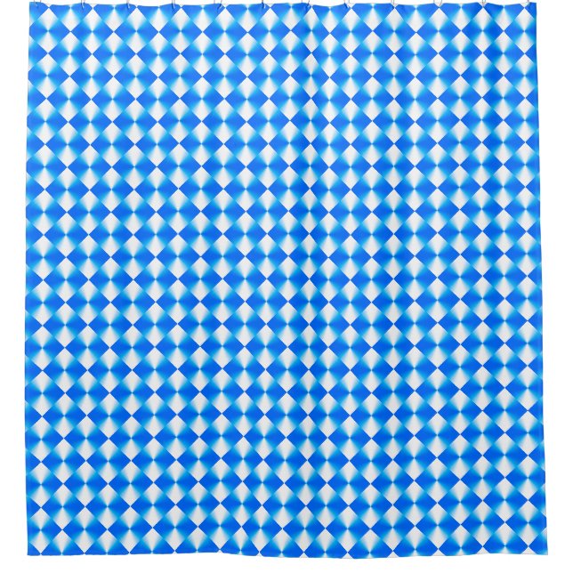 Cortina De Ducha Patrón de diamante azul y blanco (Anverso)