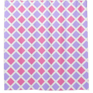 Cortina De Ducha Patrón de diamante de cuadros rosa púrpura