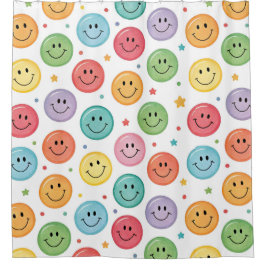 Cortina De Ducha Patrón de Emoji Sonriente