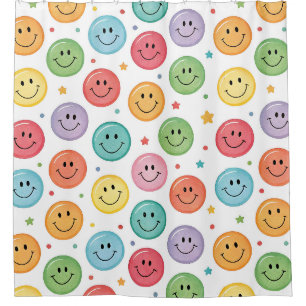 Cortina De Ducha Patrón de Emoji Sonriente