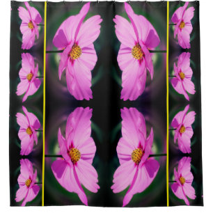 Cortina De Ducha Patrón de espejo de flor de Cosmos rosados