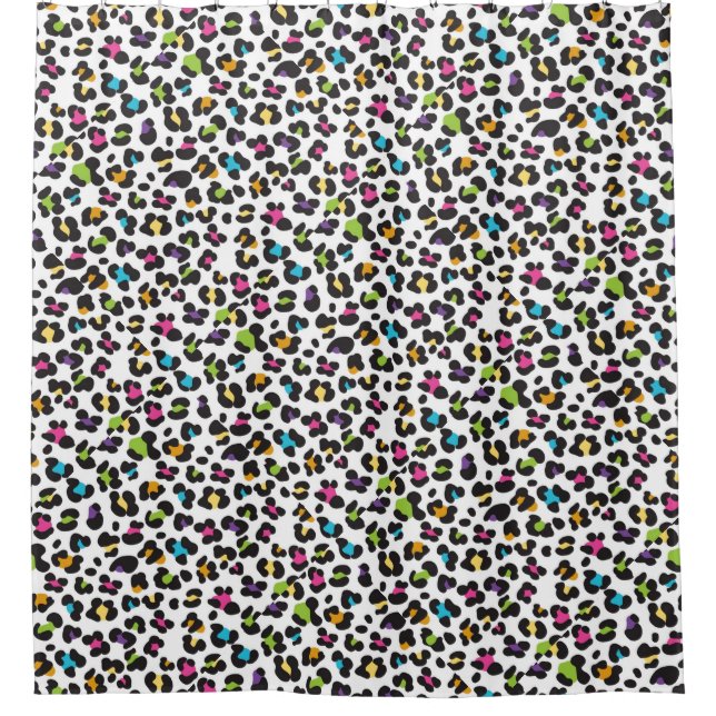 Cortina De Ducha Patrón de estampado de leopardo arcoíris de moda (Anverso)