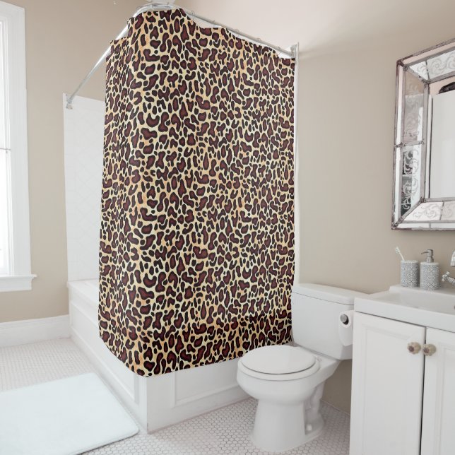 Cortina De Ducha Patrón de estampado de leopardo marrón negro bronc (In situ)