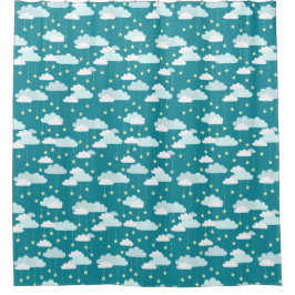 Cortina De Ducha Patrón de Estrellas y Nubes de Caída