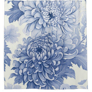 Cortina De Ducha Patrón de fichas de Dahlia Azul