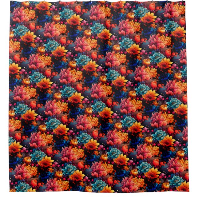 Cortina De Ducha Patrón de flor (Anverso)