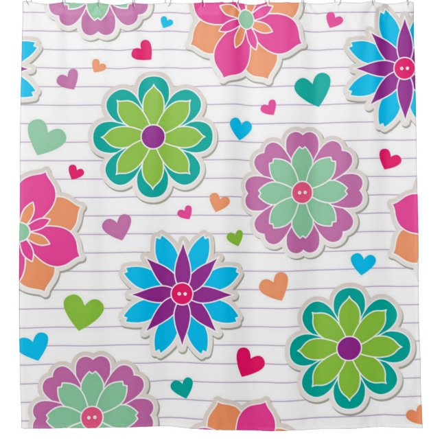 Cortina De Ducha Patrón de flor (Anverso)