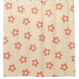 Cortina De Ducha Patrón de flor hippie blanco