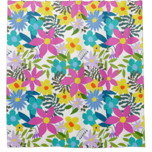 Cortina De Ducha Patrón de flor tropical elegante y brillante