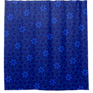 Cortina De Ducha Patrón de flor vibrante Paisley floral azul de la