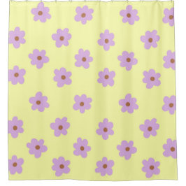 Cortina De Ducha Patrón De Flor Y2K Hippie Retro Púrpura