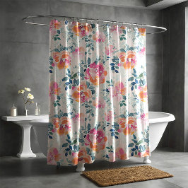 Cortina De Ducha Patrón de flores acuáticas Elegante Floral