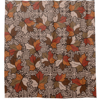 Cortina De Ducha Patrón de flores de cuatro dedos de hojas de arce