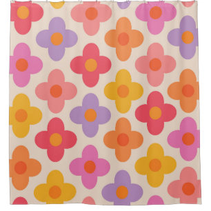 Cortina De Ducha Patrón de flores retro coloridas de moda hippie