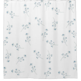 Cortina De Ducha Patrón de flores silvestres azules
