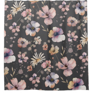 Cortina De Ducha Patrón de flores silvestres de acuarela boho malhu