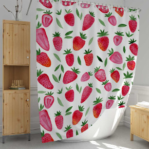 Cortina De Ducha Patrón de fresas cutáneas de acuarela