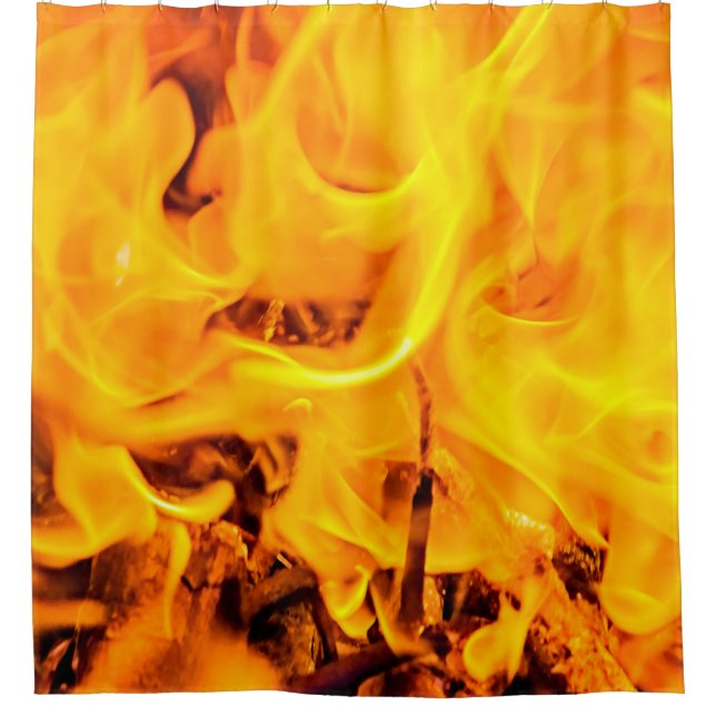 Cortina De Ducha Patrón De Fuego Y Flores (Anverso)