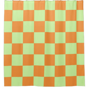 Cortina De Ducha Patrón de Gingham controlado por cítricos verdes n
