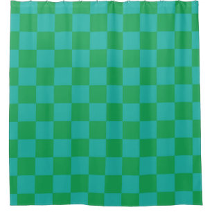 Cortina De Ducha Patrón de Gingham de Green Blue Checkered