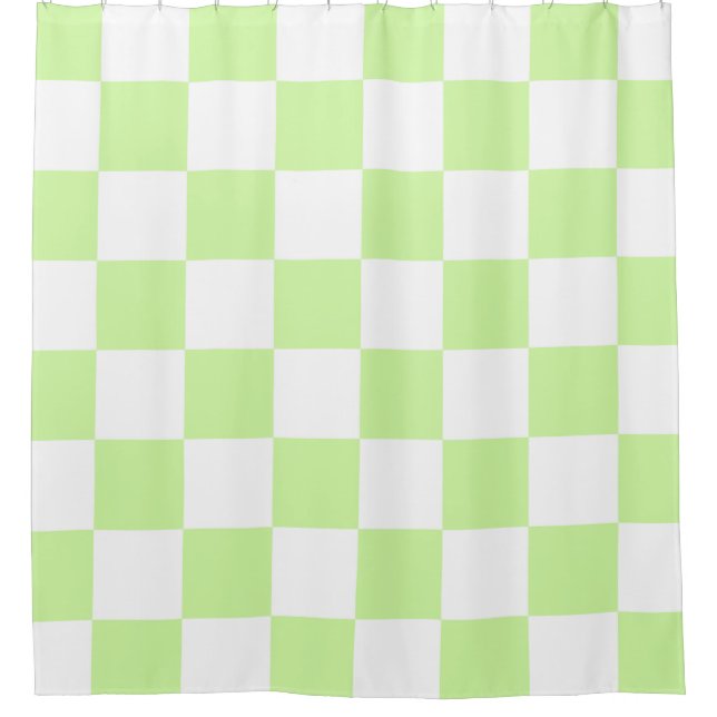 Cortina De Ducha Patrón de Gingham de Pastel Verde (Anverso)