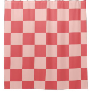 Cortina De Ducha Patrón de Gingham de Red Checkered Rosa