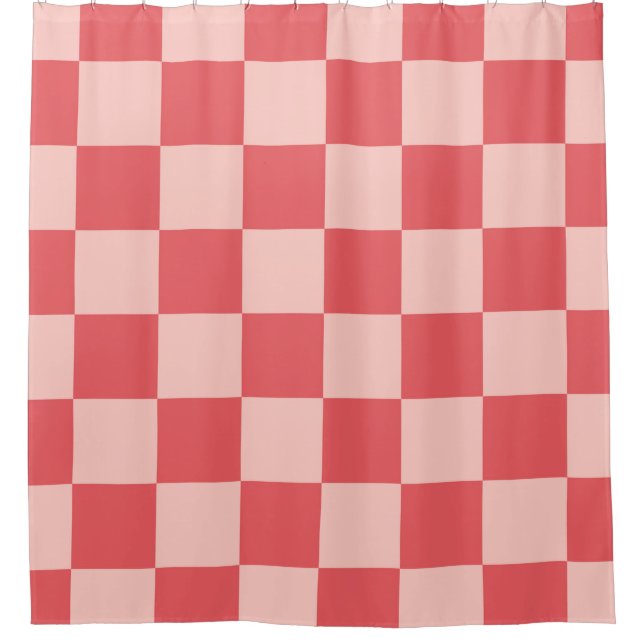 Cortina De Ducha Patrón de Gingham de Red Checkered Rosa (Anverso)