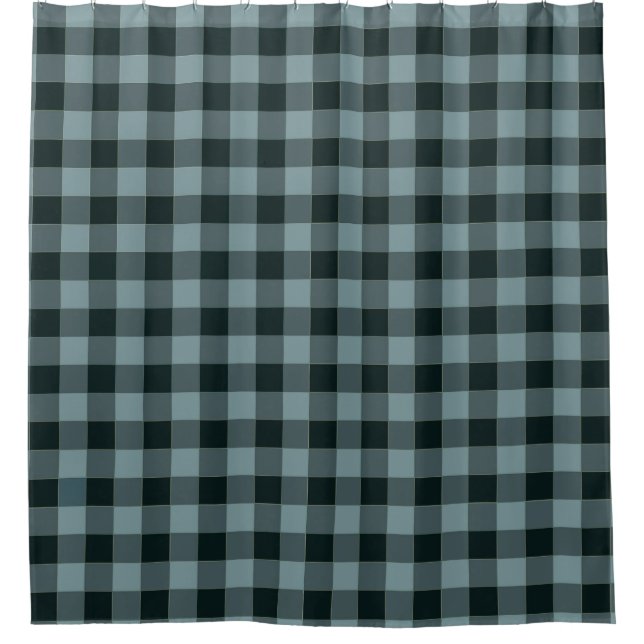 Cortina De Ducha Patrón de Gingham negro azul (Anverso)