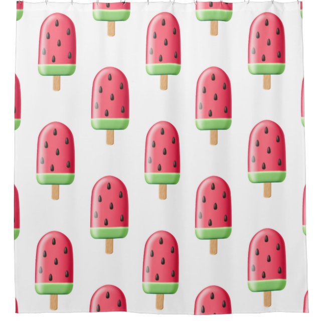 Cortina De Ducha Patrón de Helado de Fresa Rojo (Anverso)