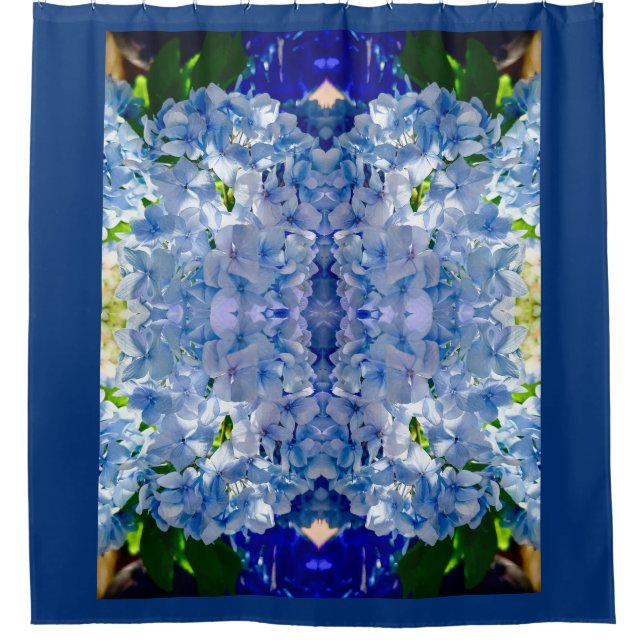 Cortina De Ducha Patrón de hidrángulas azules (Anverso)