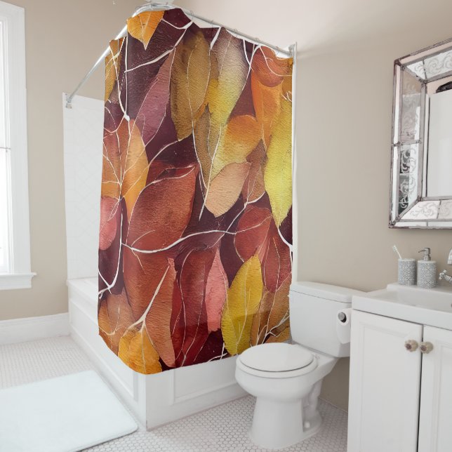 Cortina De Ducha Patrón de hojas otoñales (In situ)