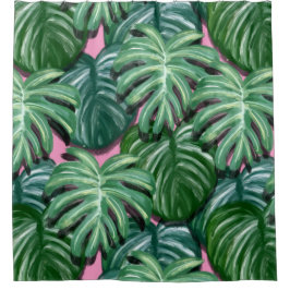 Cortina De Ducha Patrón de hojas tropicales - Foliage verde