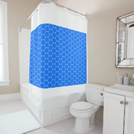 Cortina De Ducha Patrón de Honeycomb azul intenso Rayas de borde bl