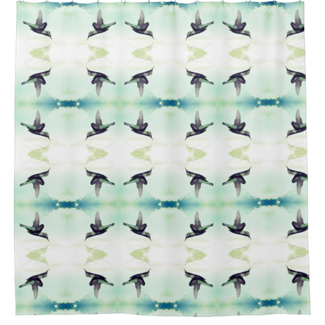 Cortina De Ducha Patrón de Hummingbird (Anverso)