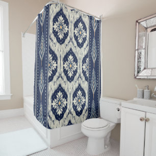 Cortina De Ducha Patrón de Ikat Floral Paisley