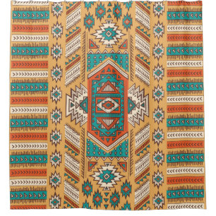Cortina De Ducha Patrón de ilustracion inmaculado étnico tribal