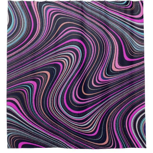 Cortina De Ducha Patrón de la marina rosa púrpura magenta (Anverso)