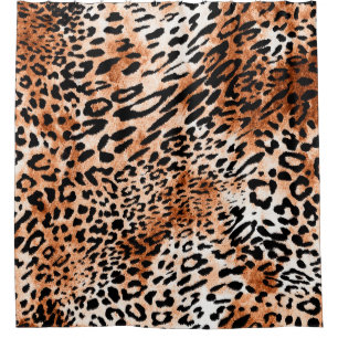 Cortina De Ducha Patrón de leopardo sin foco, huella animal african
