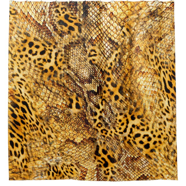 Cortina De Ducha Patrón de leopardo y serpiente (Anverso)