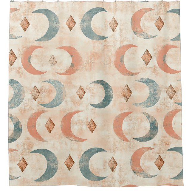 Cortina De Ducha Patrón de Luna Floral Celestial Boho (6) (Anverso)