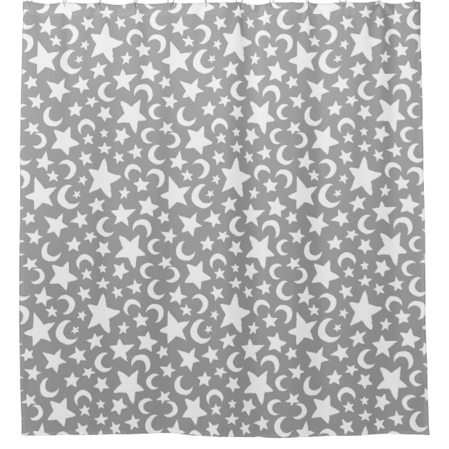 Cortina De Ducha Patrón de lunas y estrellas de media luna (Anverso)