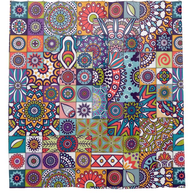 Cortina De Ducha Patrón de Mandala (Anverso)