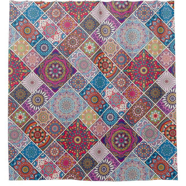 Cortina De Ducha Patrón de Mandala (Anverso)